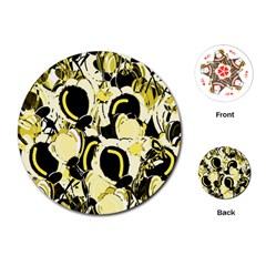 Yellow Abstract Garden Playing Cards (round)  by Valentinaart