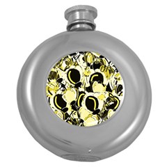 Yellow Abstract Garden Round Hip Flask (5 Oz)