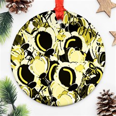 Yellow Abstract Garden Round Ornament (two Sides) 