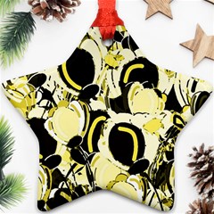 Yellow Abstract Garden Star Ornament (two Sides) 