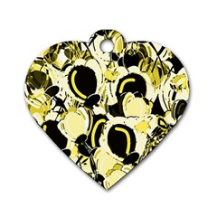 Yellow Abstract Garden Dog Tag Heart (one Side) by Valentinaart