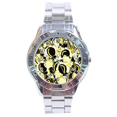 Yellow Abstract Garden Stainless Steel Analogue Watch