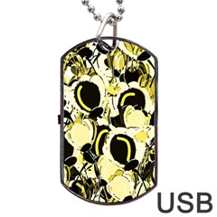 Yellow Abstract Garden Dog Tag Usb Flash (one Side)