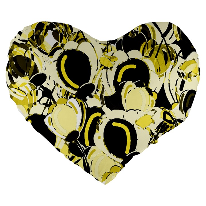 Yellow abstract garden Large 19  Premium Heart Shape Cushions