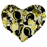 Yellow abstract garden Large 19  Premium Heart Shape Cushions Back