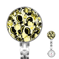 Yellow Abstract Garden Stainless Steel Nurses Watch