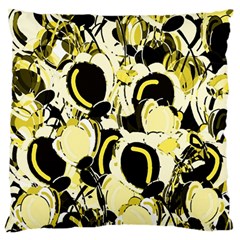 Yellow Abstract Garden Large Flano Cushion Case (one Side)