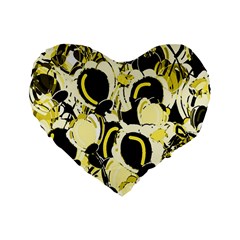 Yellow Abstract Garden Standard 16  Premium Flano Heart Shape Cushions by Valentinaart