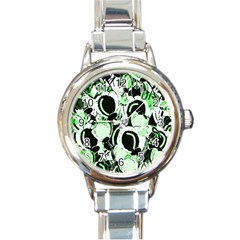 Green Abstract Garden Round Italian Charm Watch