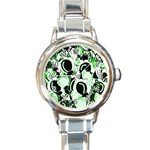 Green abstract garden Round Italian Charm Watch Front