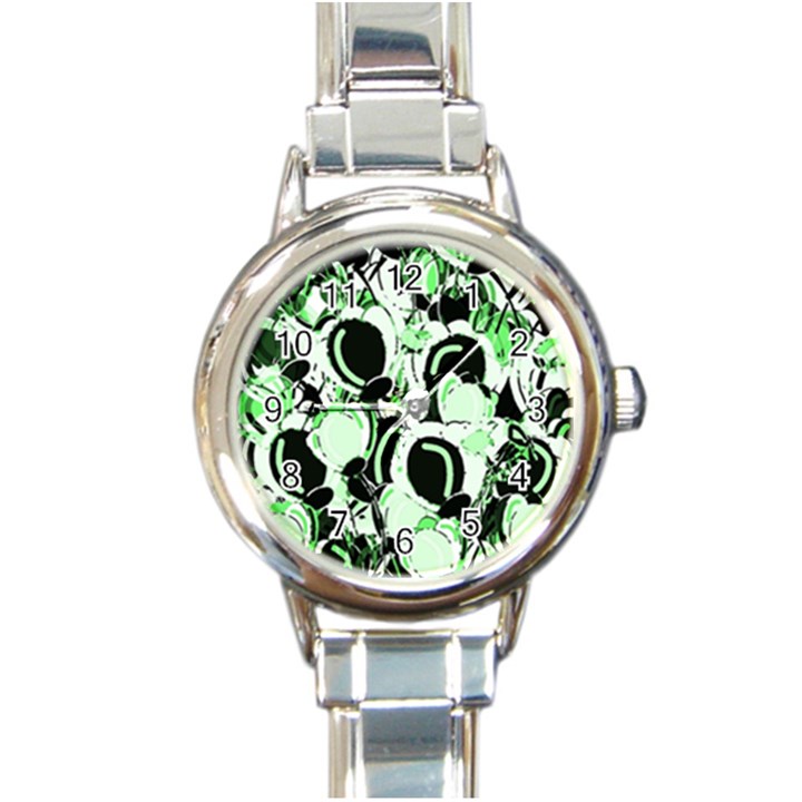 Green abstract garden Round Italian Charm Watch