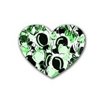 Green abstract garden Heart Coaster (4 pack)  Front