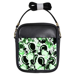 Green Abstract Garden Girls Sling Bags by Valentinaart