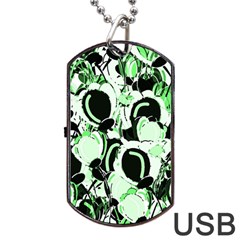 Green Abstract Garden Dog Tag Usb Flash (one Side)