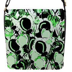 Green Abstract Garden Flap Messenger Bag (s) by Valentinaart