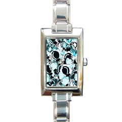 Blue Abstract  Garden Rectangle Italian Charm Watch by Valentinaart