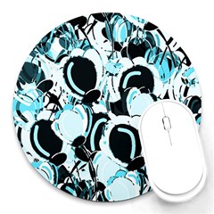 Blue Abstract  Garden Round Mousepads