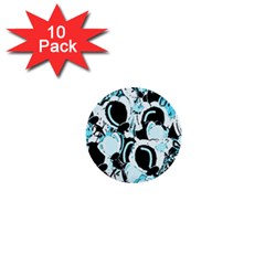 Blue Abstract  Garden 1  Mini Buttons (10 Pack)  by Valentinaart