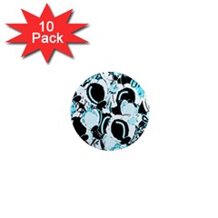 Blue Abstract  Garden 1  Mini Magnet (10 Pack) 