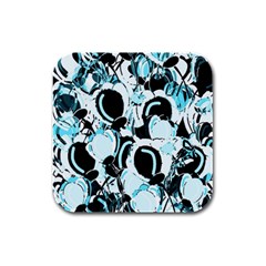 Blue Abstract  Garden Rubber Square Coaster (4 Pack)  by Valentinaart