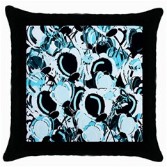 Blue Abstract  Garden Throw Pillow Case (black)