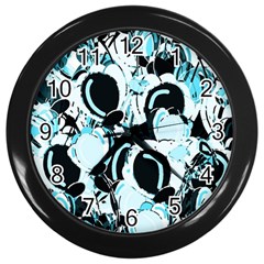 Blue Abstract  Garden Wall Clocks (black) by Valentinaart