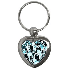 Blue Abstract  Garden Key Chains (heart)  by Valentinaart