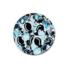 Blue Abstract  Garden Rubber Round Coaster (4 Pack) 