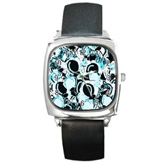 Blue Abstract  Garden Square Metal Watch by Valentinaart