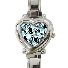 Blue Abstract  Garden Heart Italian Charm Watch by Valentinaart