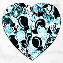 Blue Abstract  Garden Jigsaw Puzzle (heart)