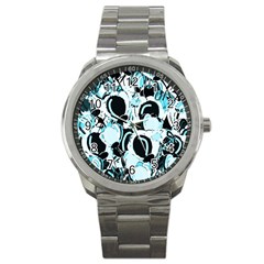 Blue Abstract  Garden Sport Metal Watch by Valentinaart