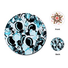 Blue Abstract  Garden Playing Cards (round)  by Valentinaart