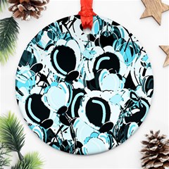 Blue Abstract  Garden Round Ornament (two Sides) 