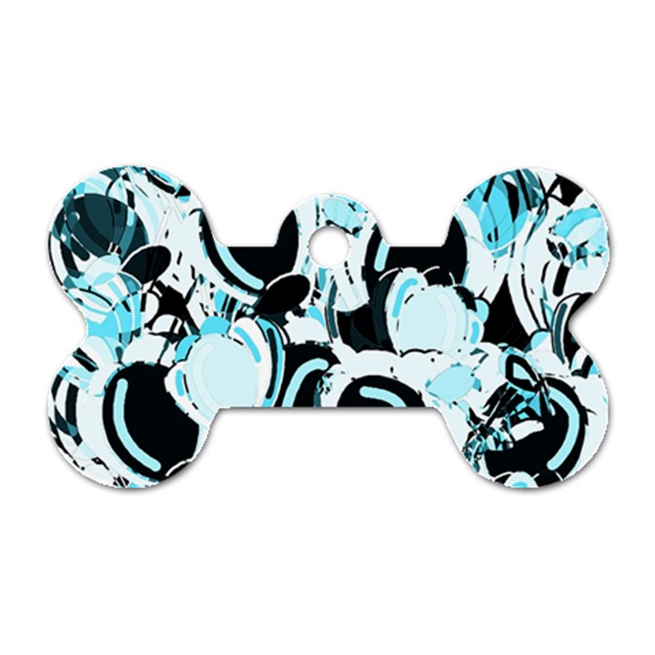 Blue abstract  garden Dog Tag Bone (One Side)