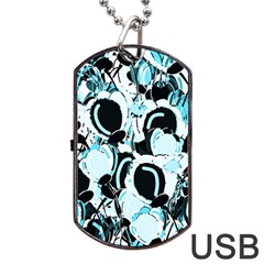 Blue Abstract  Garden Dog Tag Usb Flash (two Sides)  by Valentinaart