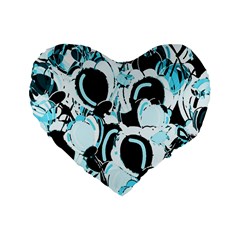 Blue Abstract  Garden Standard 16  Premium Heart Shape Cushions by Valentinaart