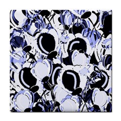 Blue Abstract Floral Design Tile Coasters