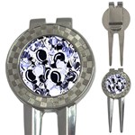 Blue abstract floral design 3-in-1 Golf Divots Front