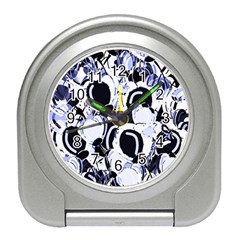 Blue Abstract Floral Design Travel Alarm Clocks