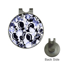 Blue Abstract Floral Design Hat Clips With Golf Markers