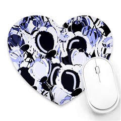 Blue Abstract Floral Design Heart Mousepads