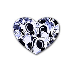 Blue Abstract Floral Design Heart Coaster (4 Pack)  by Valentinaart