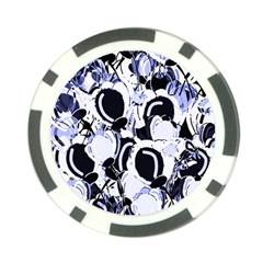 Blue Abstract Floral Design Poker Chip Card Guards