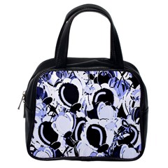 Blue Abstract Floral Design Classic Handbags (one Side)