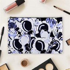 Blue Abstract Floral Design Cosmetic Bag (large) 