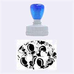 Blue Abstract Floral Design Rubber Oval Stamps by Valentinaart