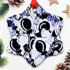 Blue Abstract Floral Design Ornament (snowflake) 