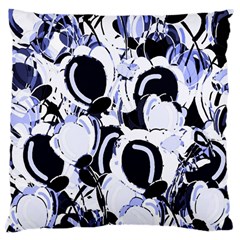 Blue Abstract Floral Design Large Cushion Case (one Side)