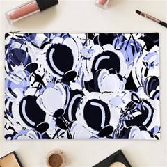 Blue Abstract Floral Design Cosmetic Bag (xxl) 